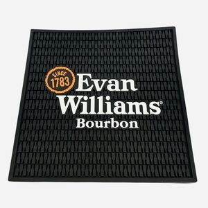 Evan Williams Bourbon Whiskey Black Rubber Bar Mat Wine Rail Runner 14"x14" New